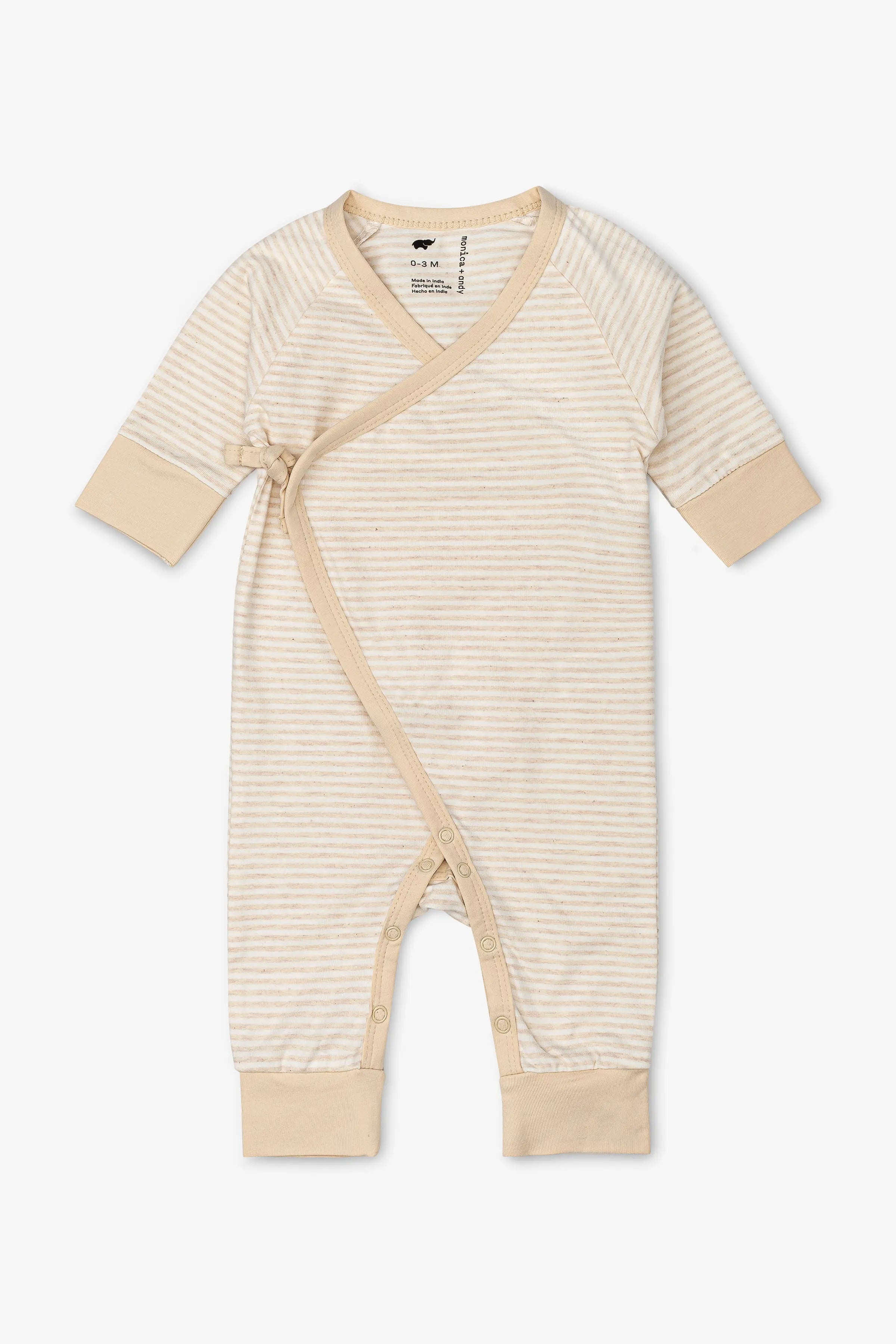 Cream Heather Stripe Organic Kimono Tie One-Piece – Preemie Store