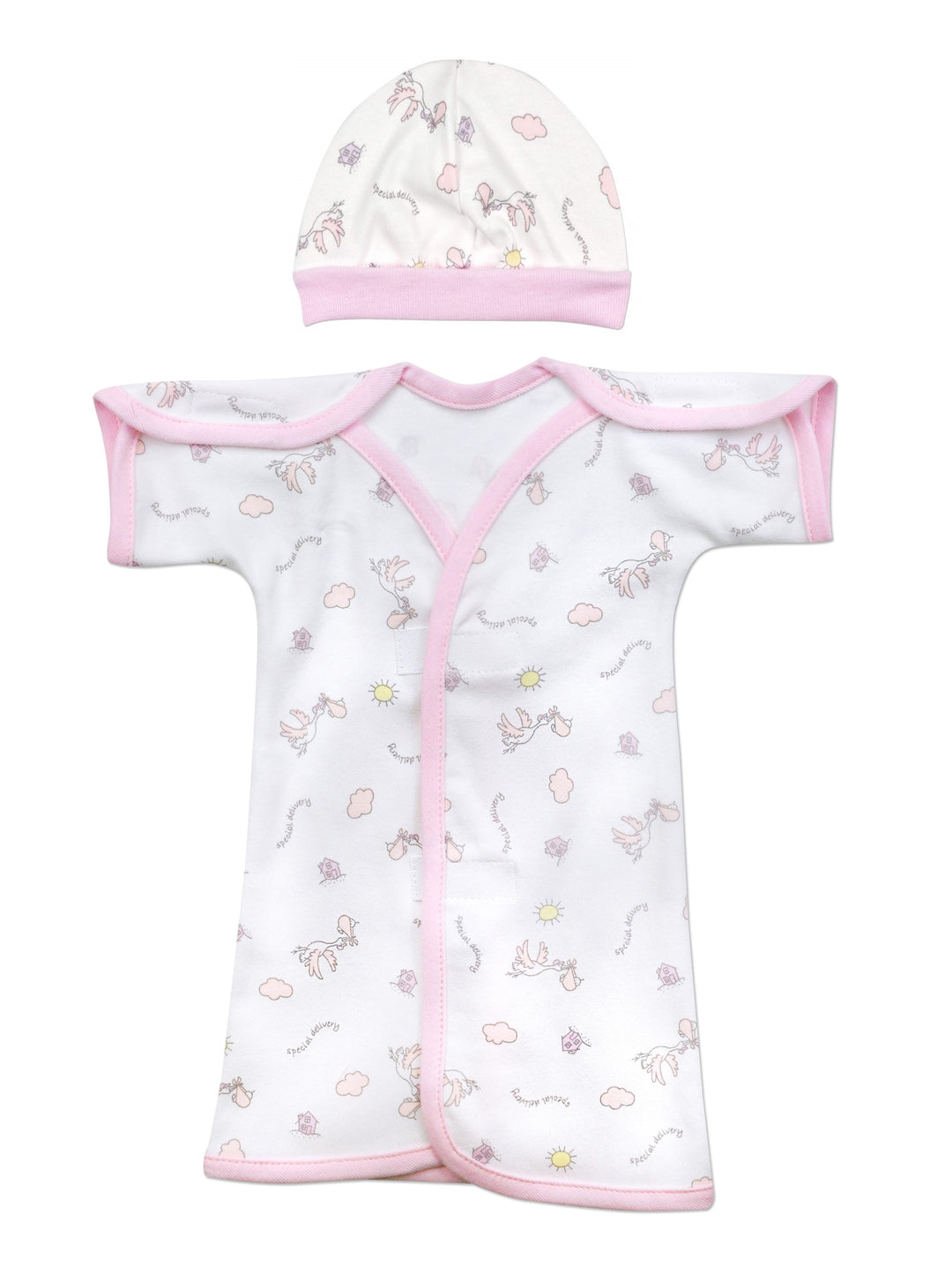 Stork Pink Cotton NICU Gown