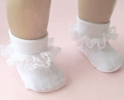 Preemie Girls White Ruffled Socks