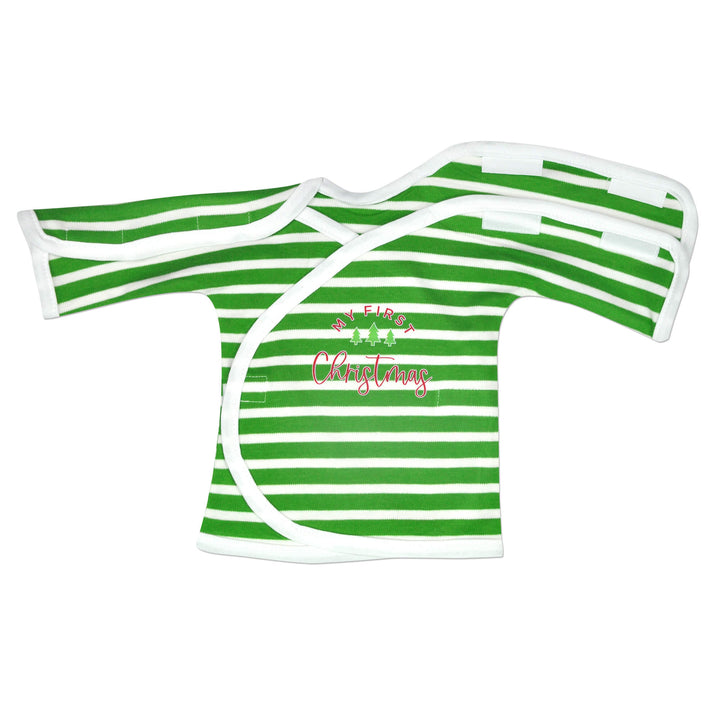 "My First Christmas" Green and White Stripe Long Sleeve NIC-IV Shirt