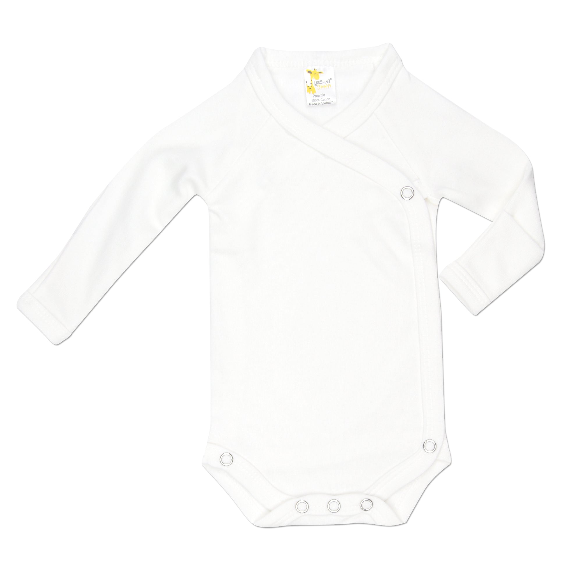 White Kimono L/S Bodysuit – Preemie Store - Main Image