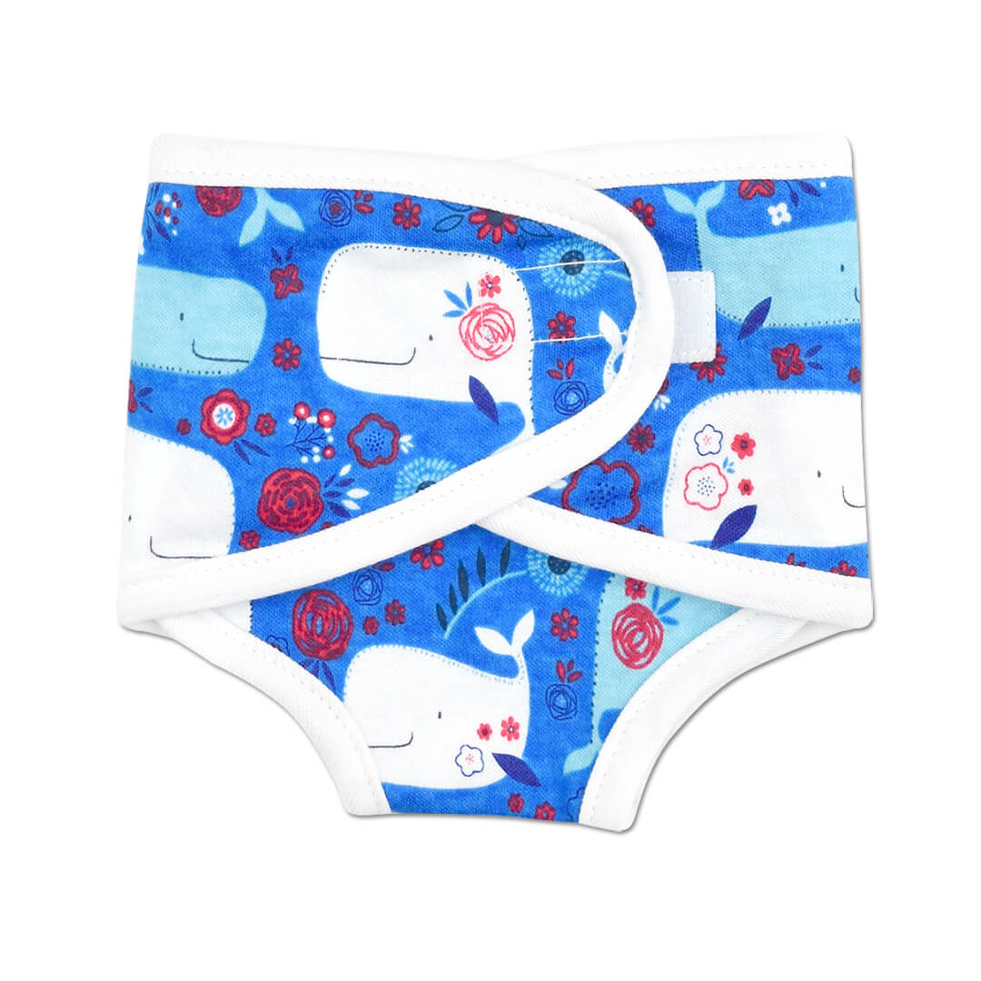 Preemie girls blue whale and red roses diaper cover