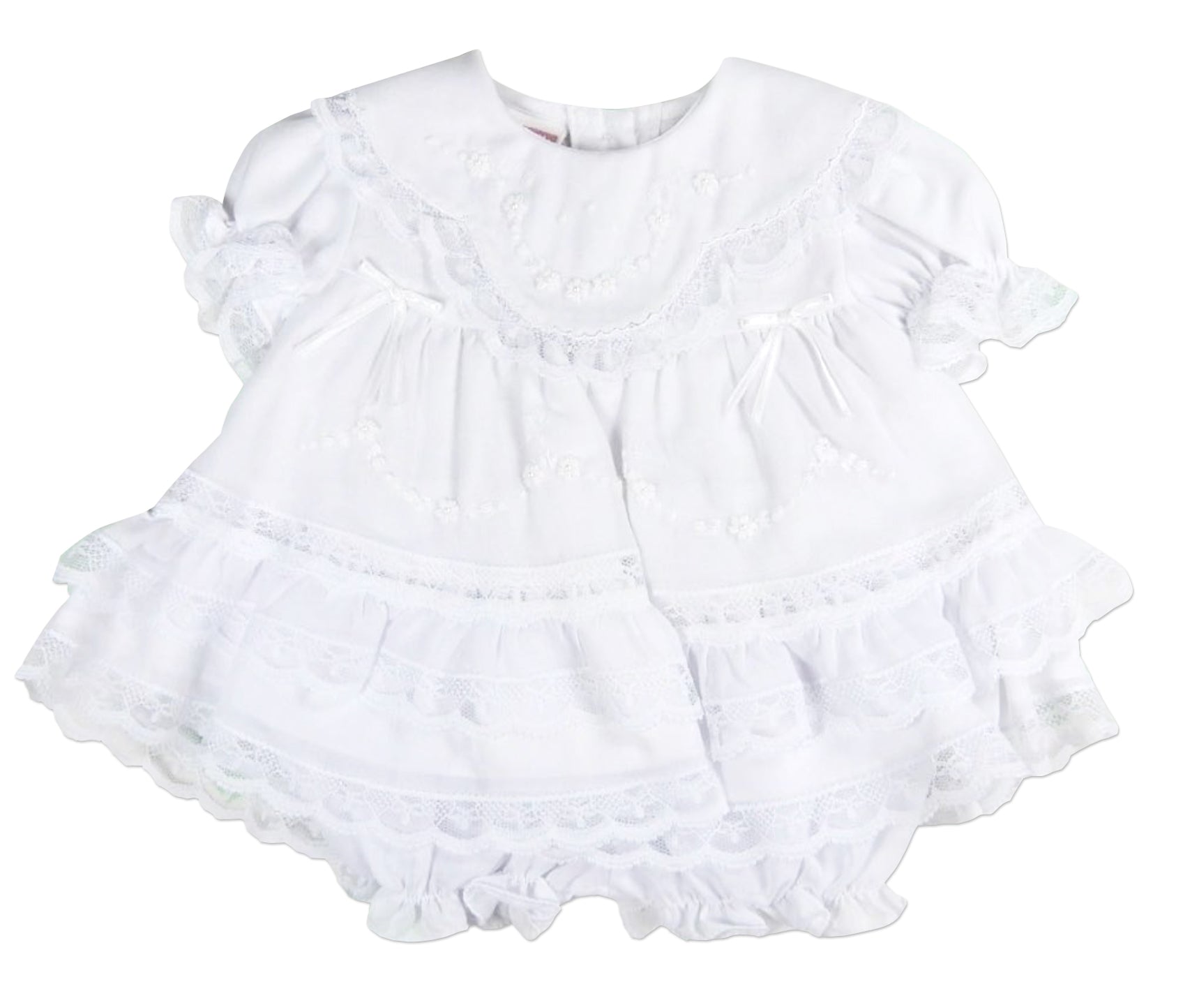 Baby Girls White Frilly Cotton Lace Pants Over Nappy Bow Knickers