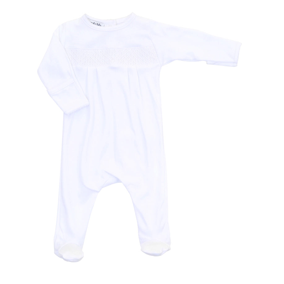 Essentials White Smocked Footie