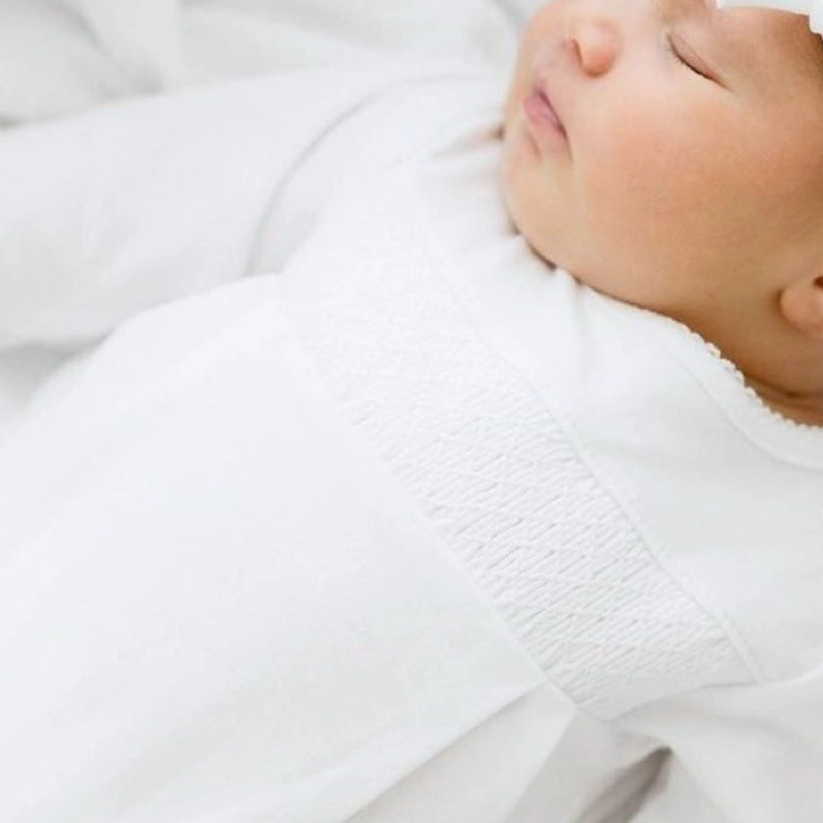 Essentials White Smocked Footie