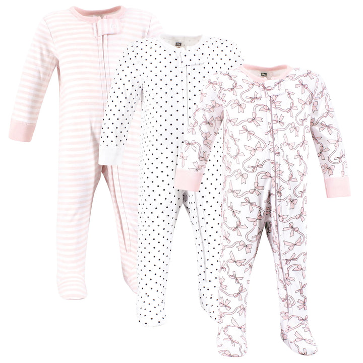 Pink Bows 3-Piece Footie Set