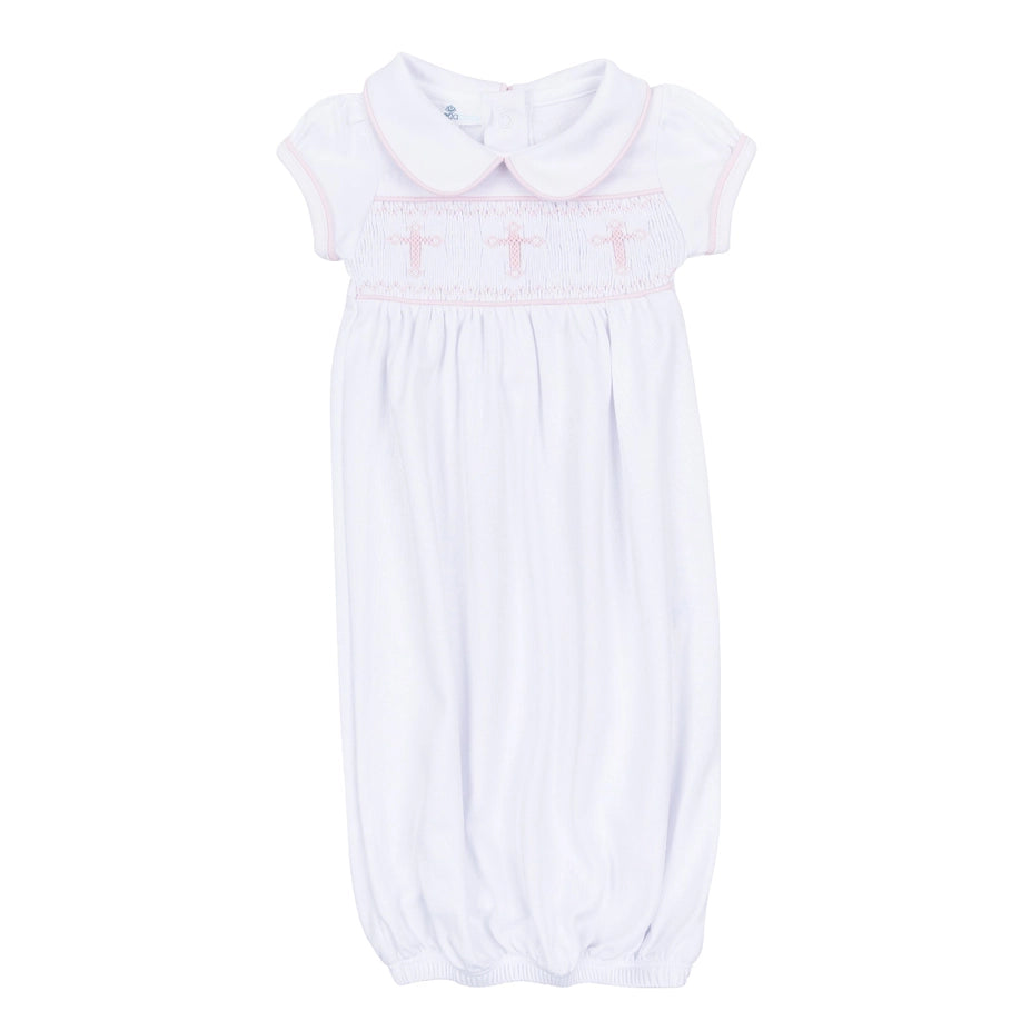 Forever Blessed Smocked White with Pink Gown
