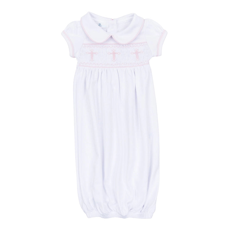 Forever Blessed Smocked White with Pink Gown