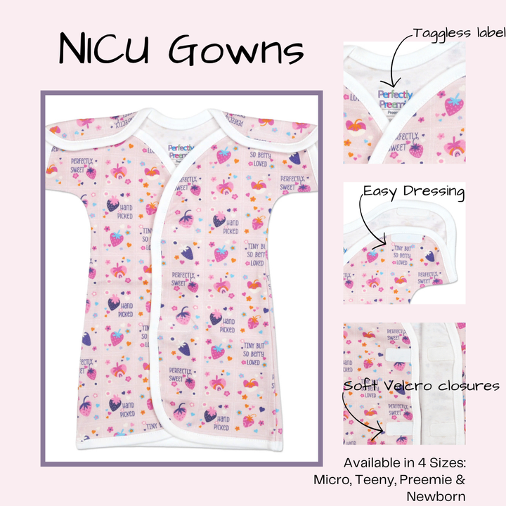 Berry Sweet Cotton NICU Gown