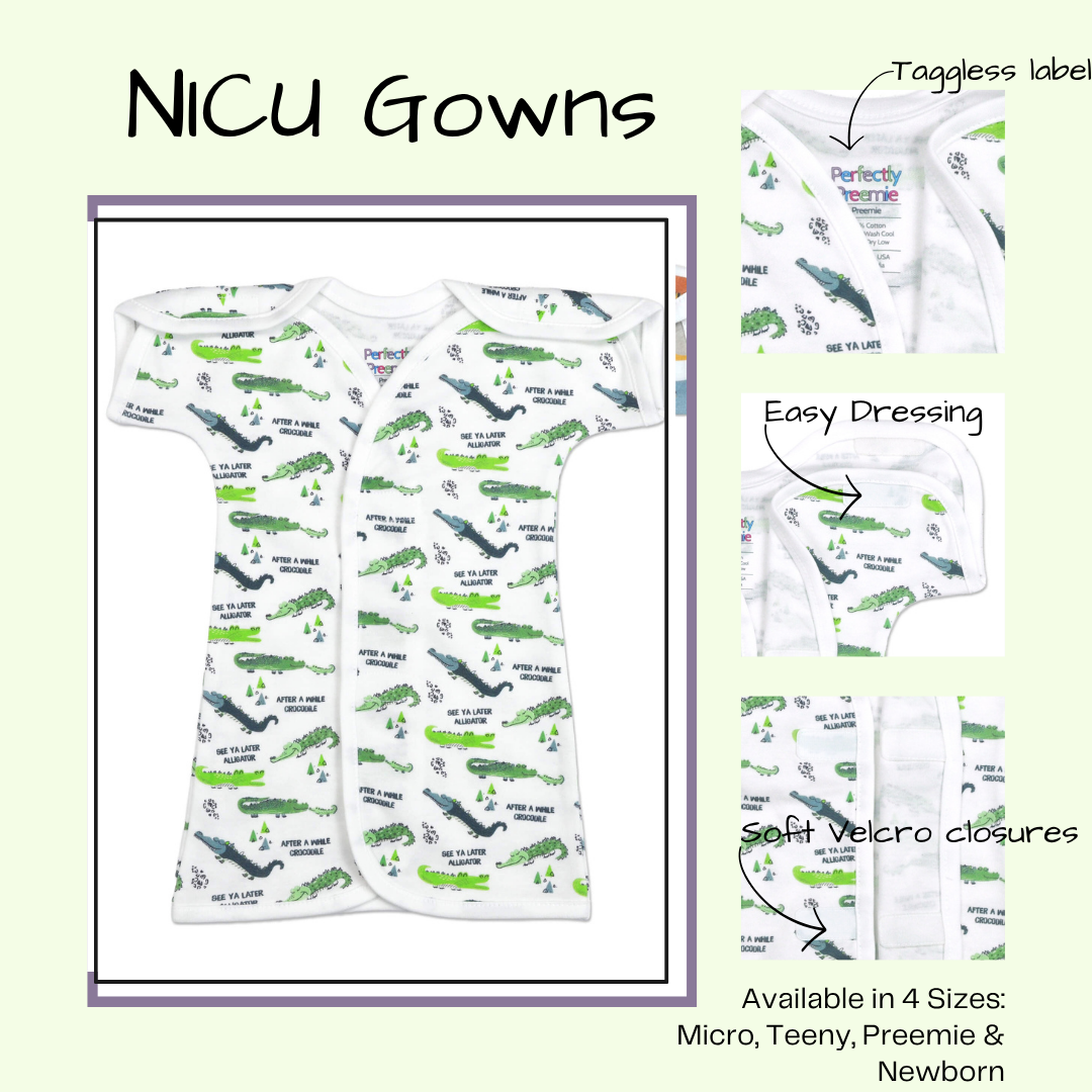 Sea Ya Later Alligator Cotton NICU Gown