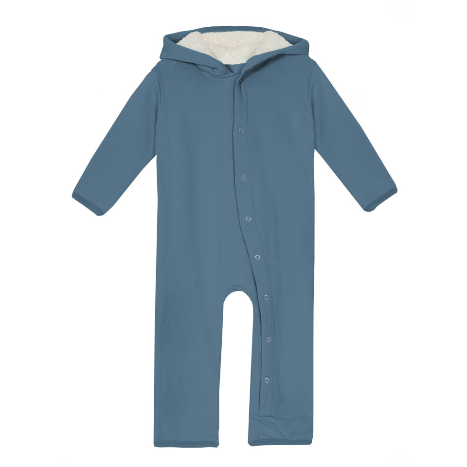 Parisian Blue Fleece Coverall with Sherpa-Lined Hood and Ears