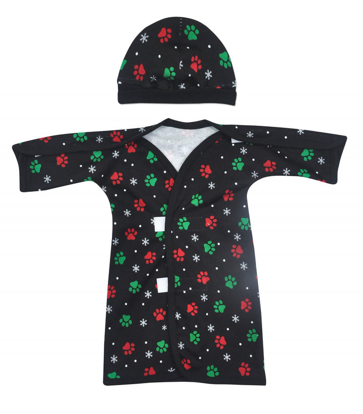 Christmas Paws Cotton NICU Gown