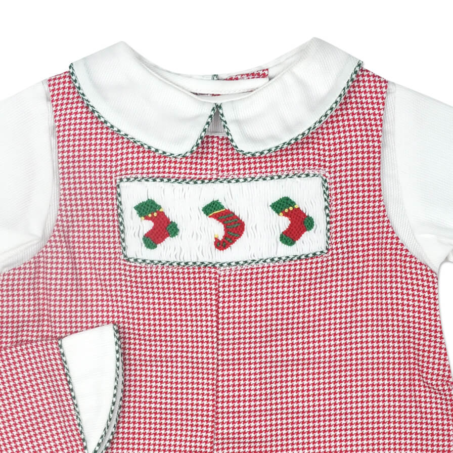 Stockings Red Check Smocked Coverall