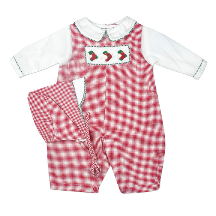 Stockings Red Check Smocked Coverall