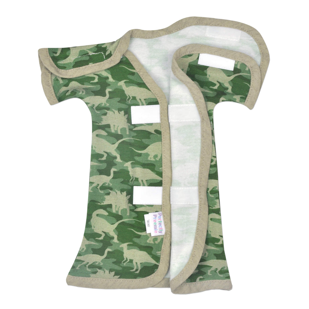 Dino Camo Bamboo Khaki NICU Gown