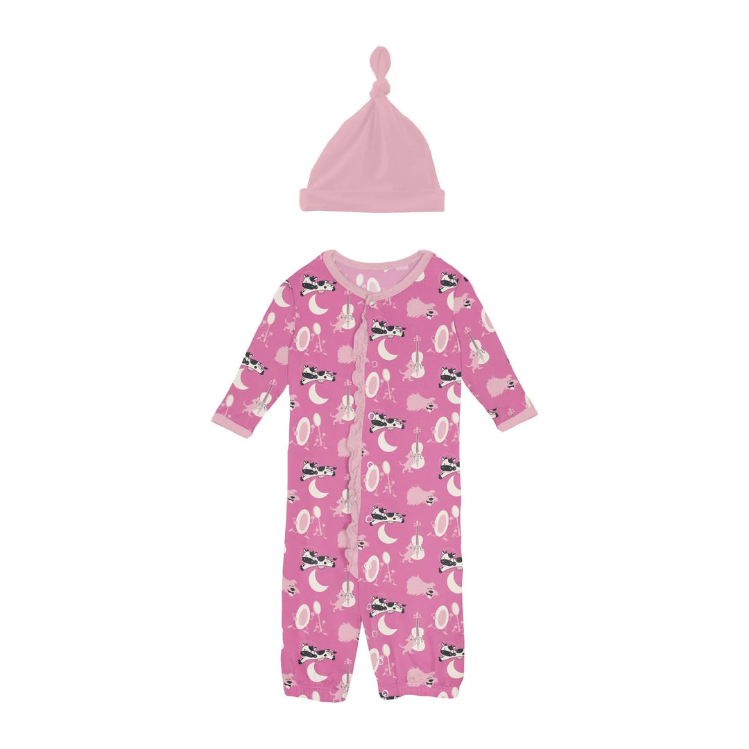 Pink Hey Diddle Diddle Layette Gown Converter & Knot Hat Set