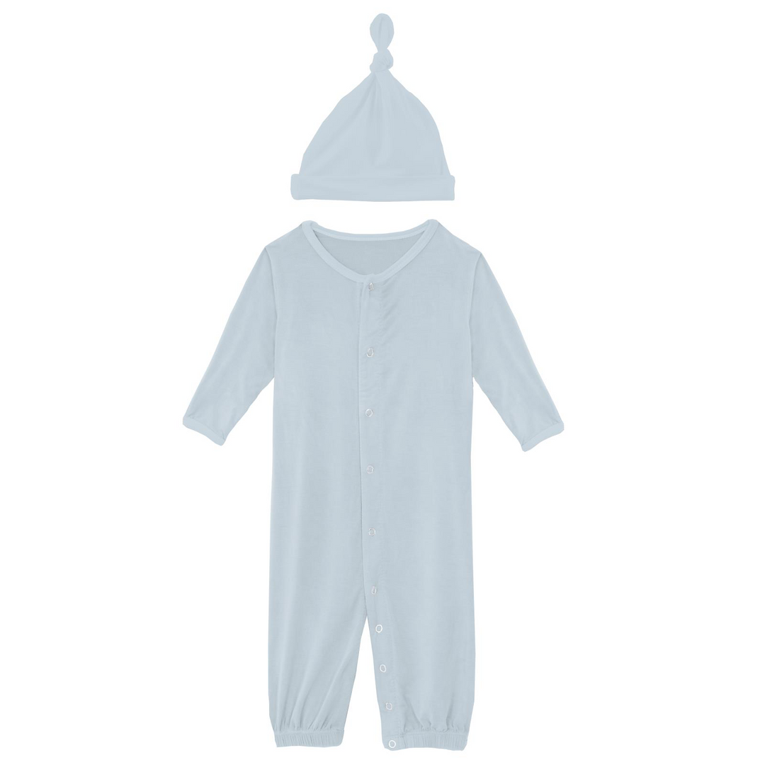 Illusion Blue Layette Gown Converter & Knot Hat Set