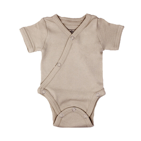 Oatmeal Organic Short Sleeve Kimono Bodysuit