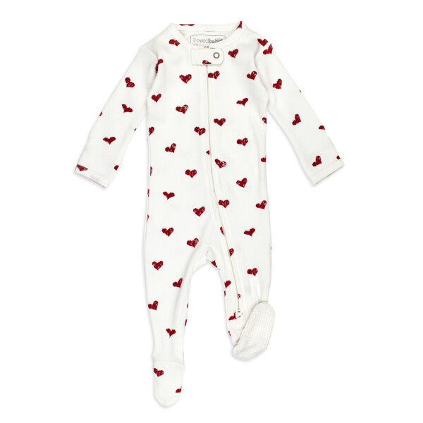 Crimson Hearts Organic 2-Way Zipper Footie