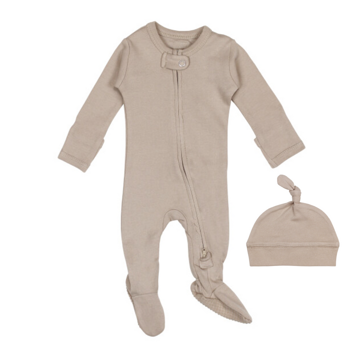 Oatmeal Organic 2-Way Zipper Footie