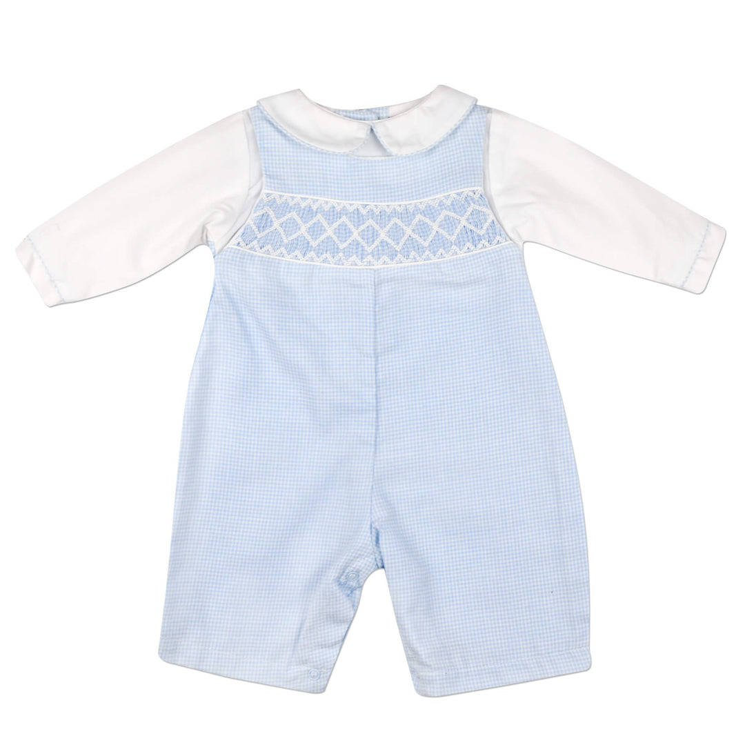 Blue Checked Smocked Gingham Coverall