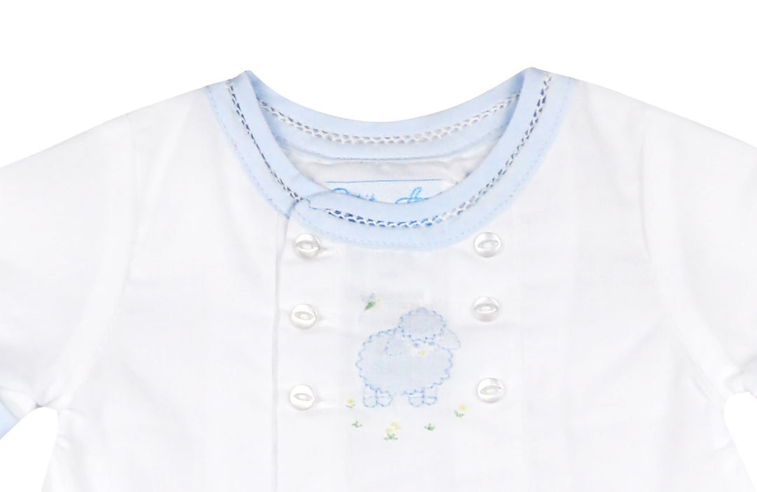 White & Blue Embroidered Sheep Gown