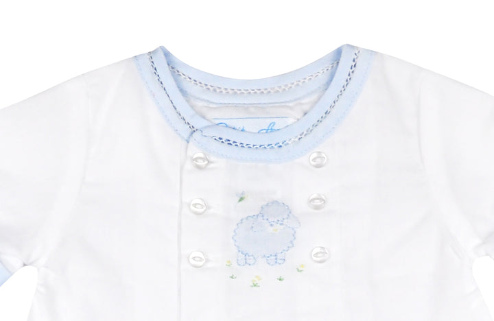 White & Blue Embroidered Sheep Gown