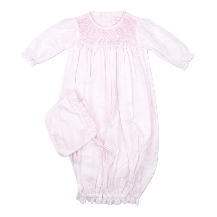 Flowers Pink Smocked Convertible Gown