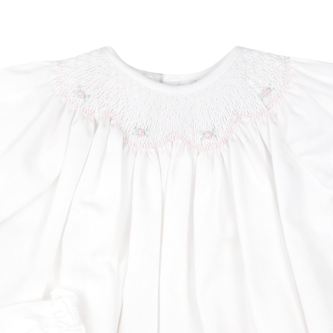 White Rose Gingham Smocked Coverall