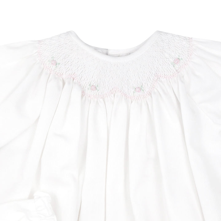 White Rose Gingham Smocked Coverall