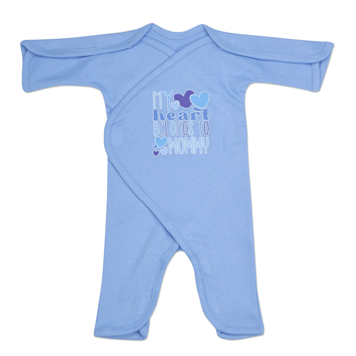 "My Heart Belongs to Mommy" Blue Cotton Long Sleeve NIC-Jumpsuit