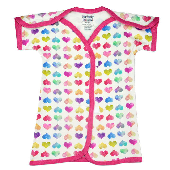 Colorful Hearts Bamboo NICU Gown- Irregular