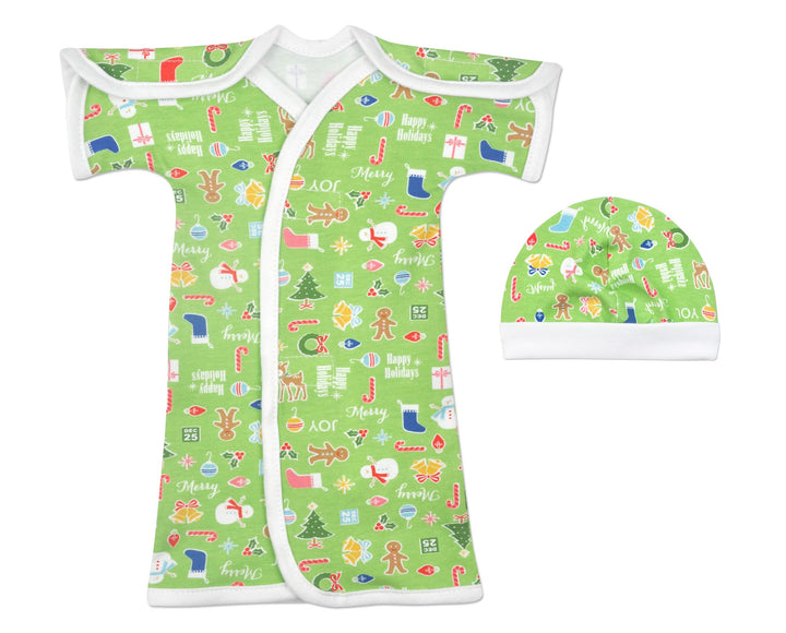 Happy Holiday Green NICU Gown