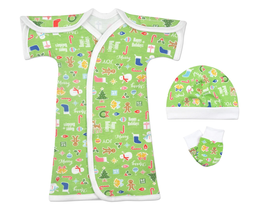 Happy Holiday Green NICU Gown