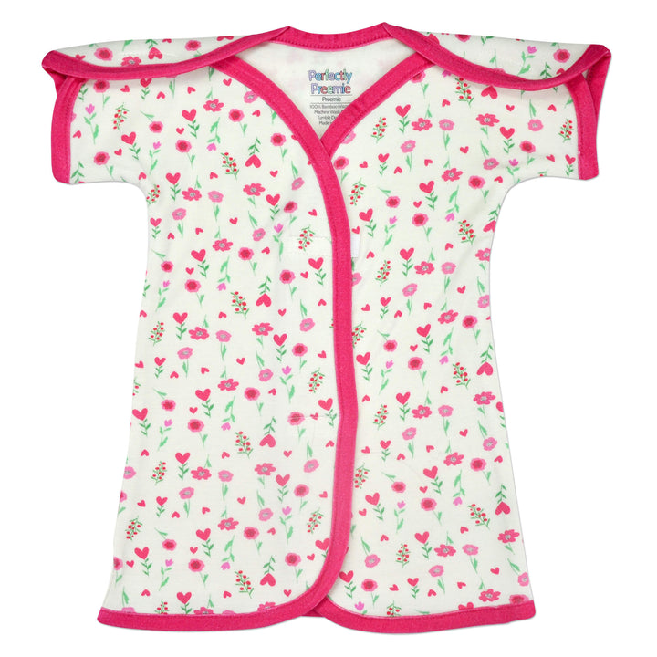 Hearts Floral Bamboo NICU Gown- Irregular