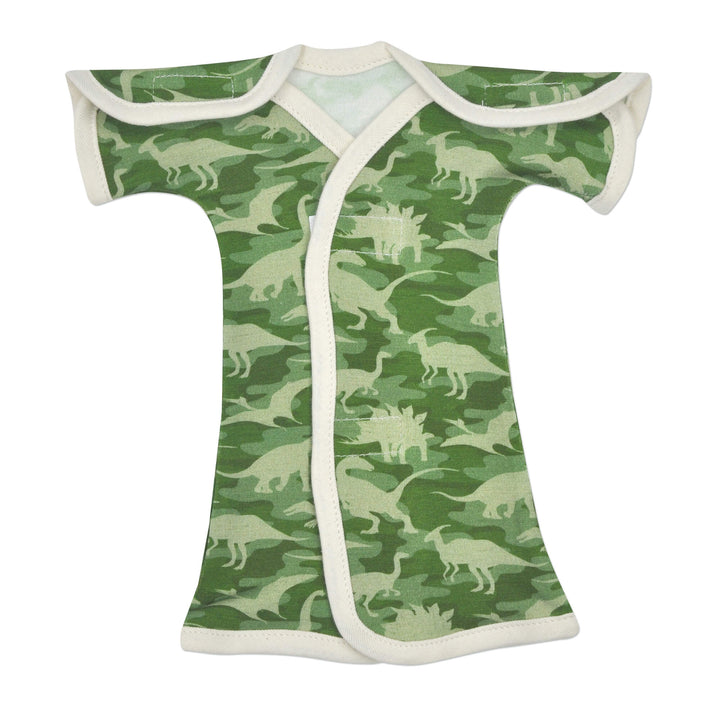 Dino Camo Bamboo Natural NICU Gown