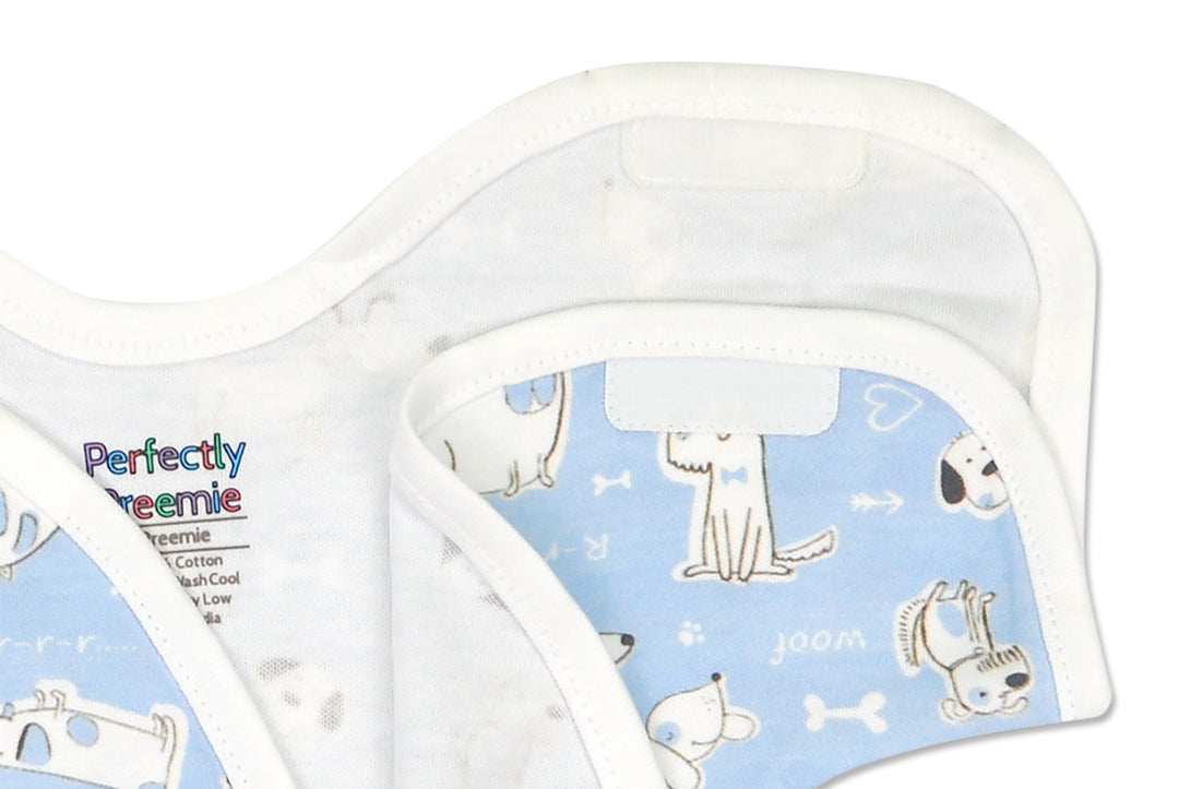 Puppy Love Blue Cotton NICU Gown