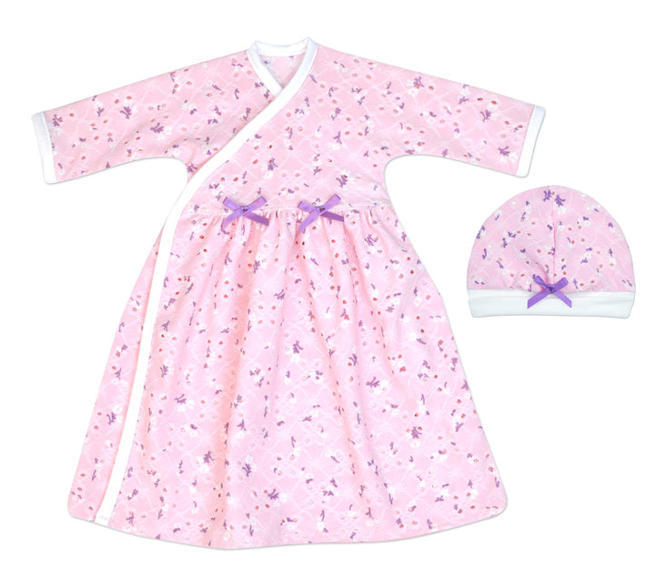 Pink Floral Eyelet Long Wrap Dress