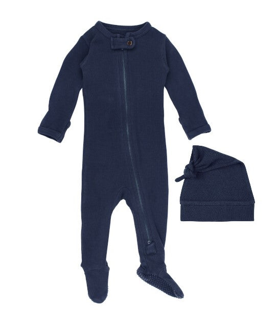 Midnight Organic Thermal 2-Way Zipper Footie