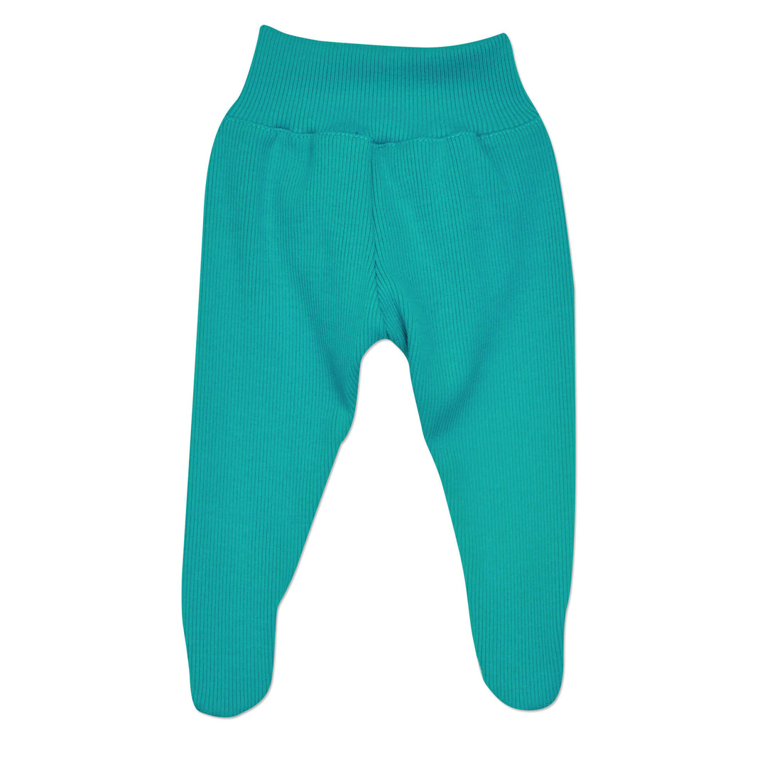 Turquoise Ribbed Footed Pants