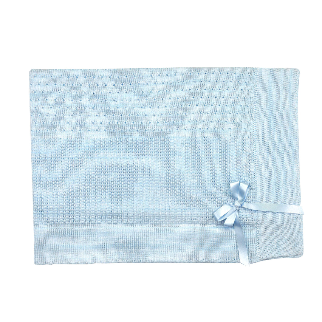 Precious Knit Baby Blanket - White, Pink & Blue