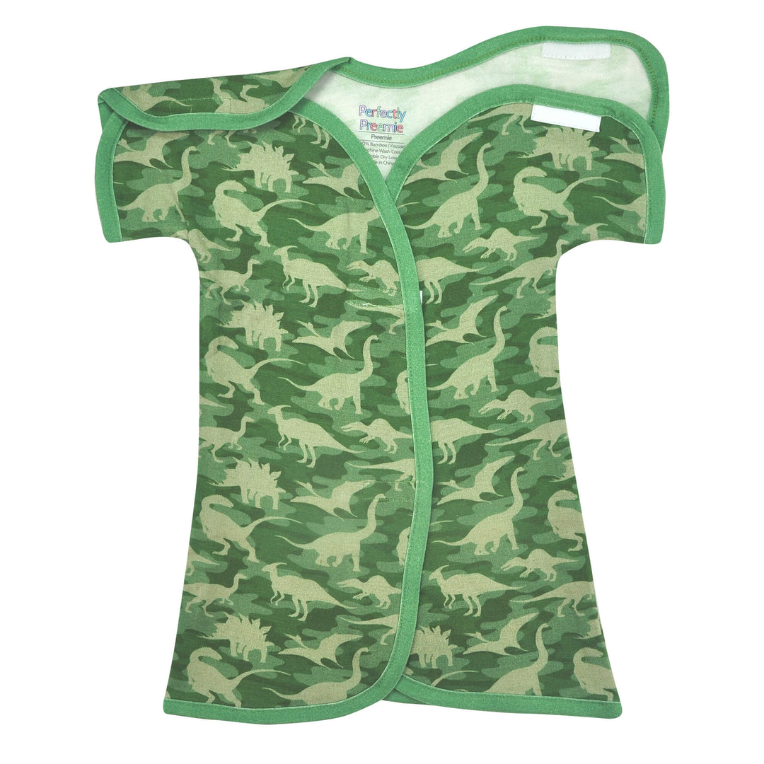 Dino Camo Bamboo NICU Gown- Irregular