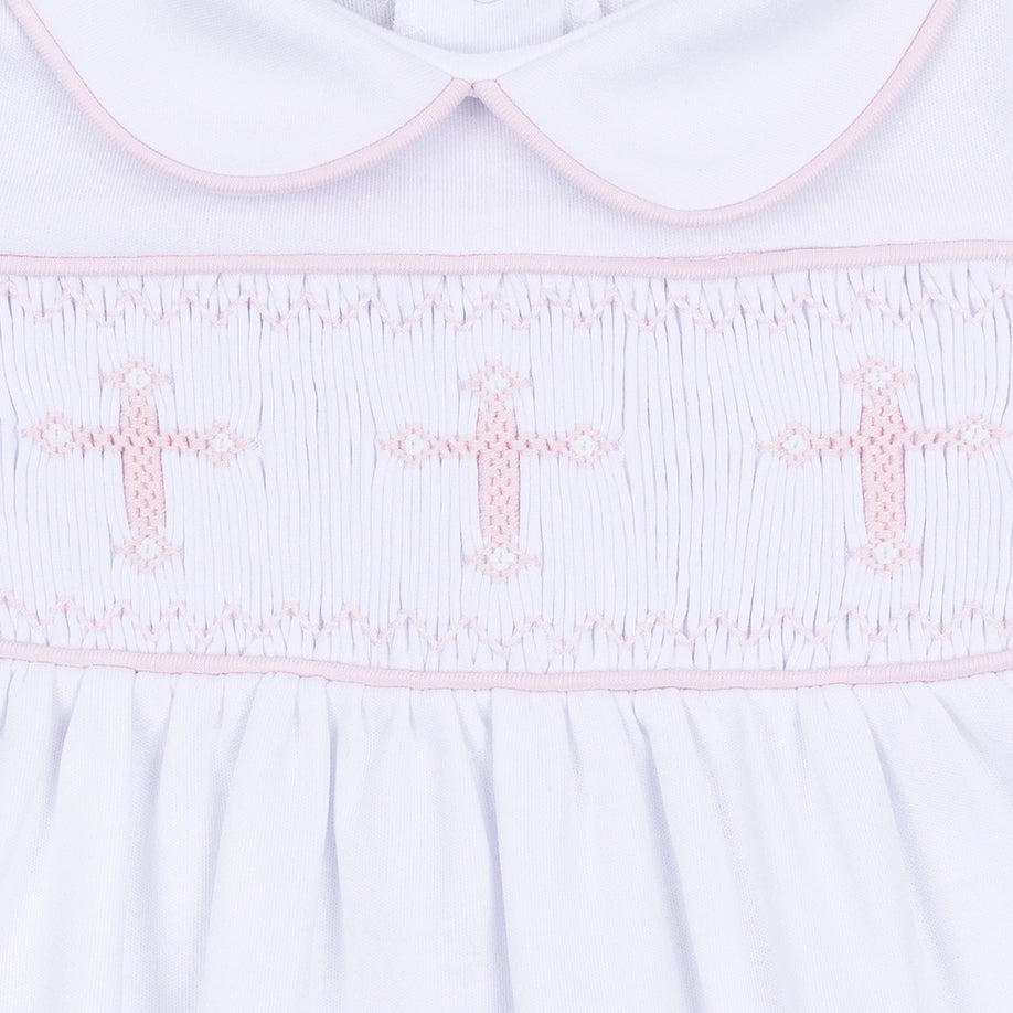 Forever Blessed Smocked White with Pink Gown