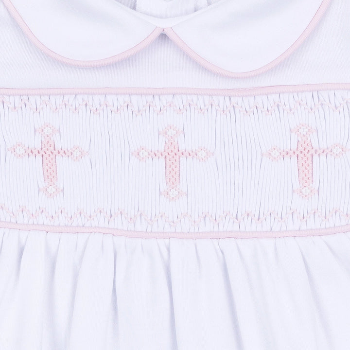 Forever Blessed Smocked White with Pink Gown
