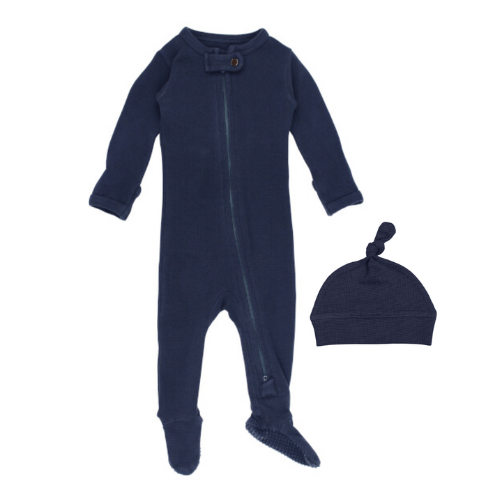 Midnight Organic Thermal 2-Way Zipper Footie