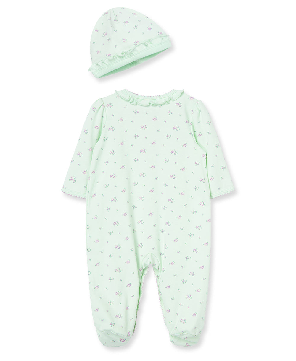 Petit Roses Snap Footie &amp; Hat