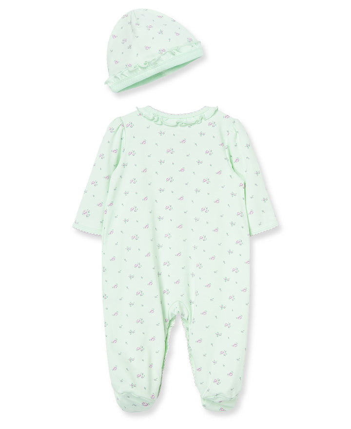 Petit Roses Snap Footie &amp; Hat