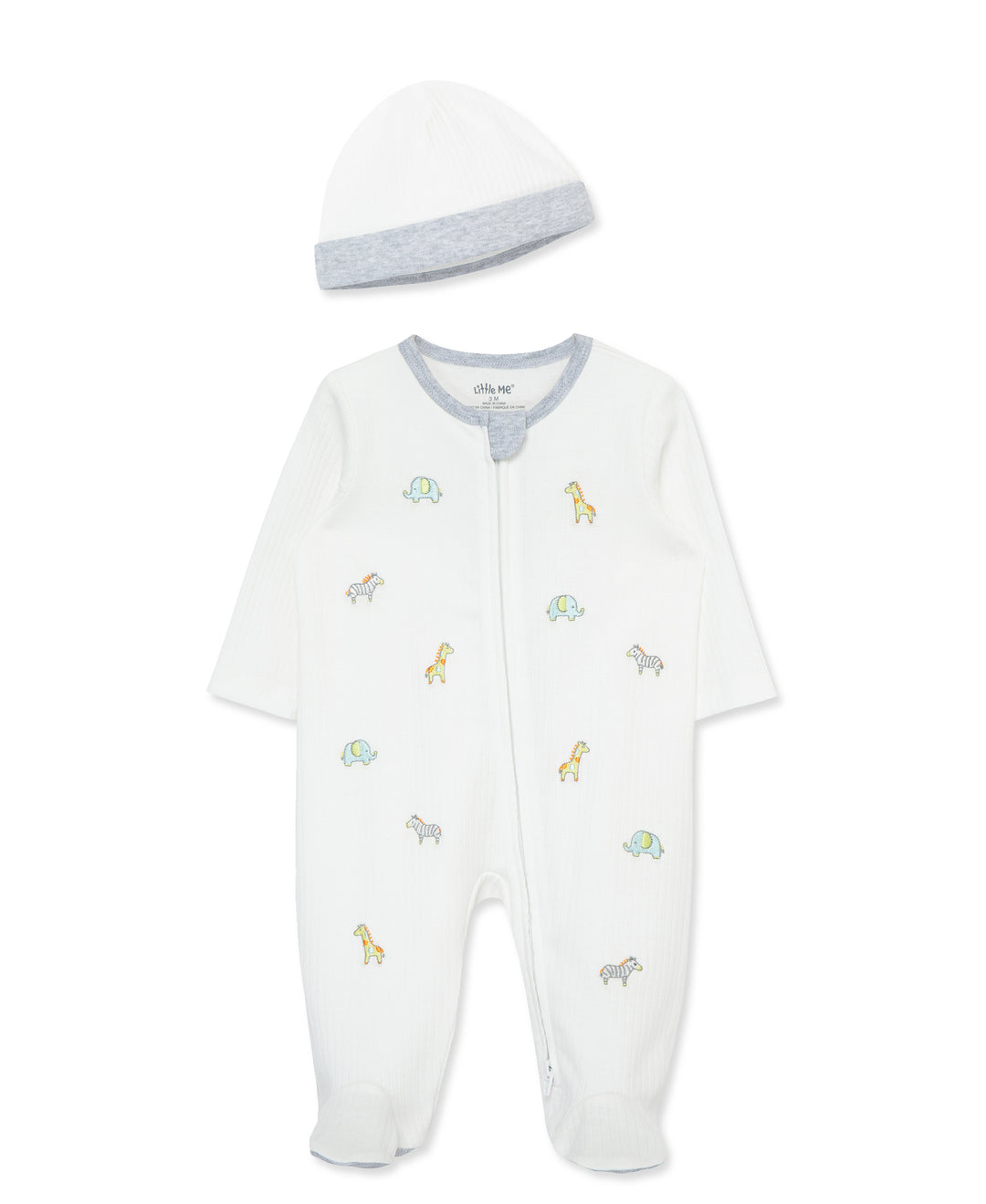 Safari Zip Footie &amp; Hat Set