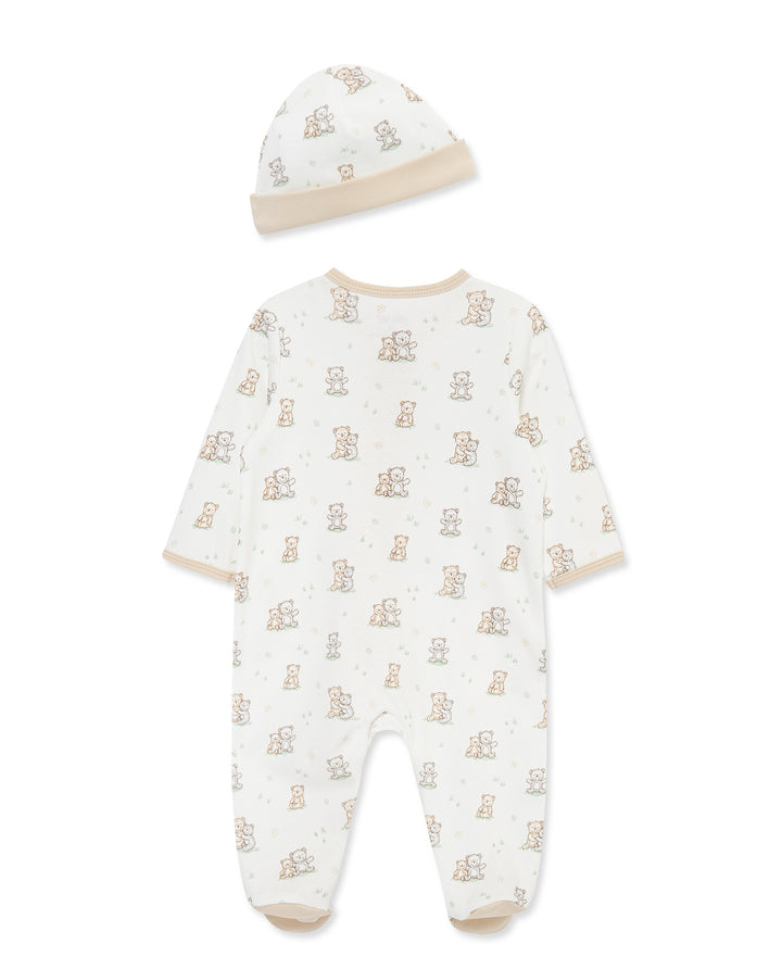 Fuzzy Bears Zip Footie &amp; Hat Set