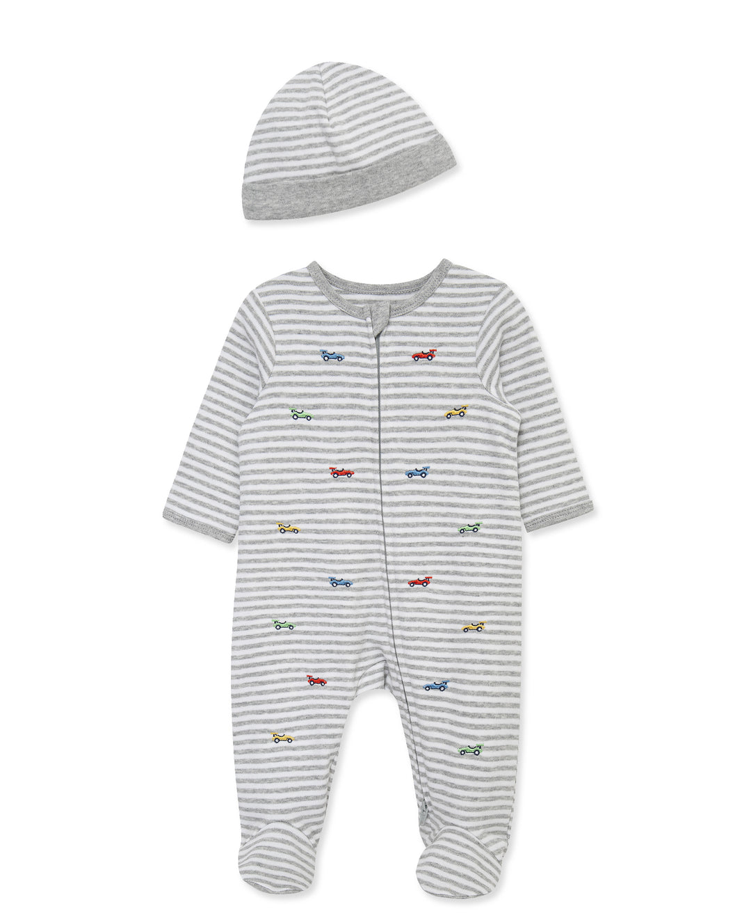 Race Cars Zip Footie &amp; Hat Set